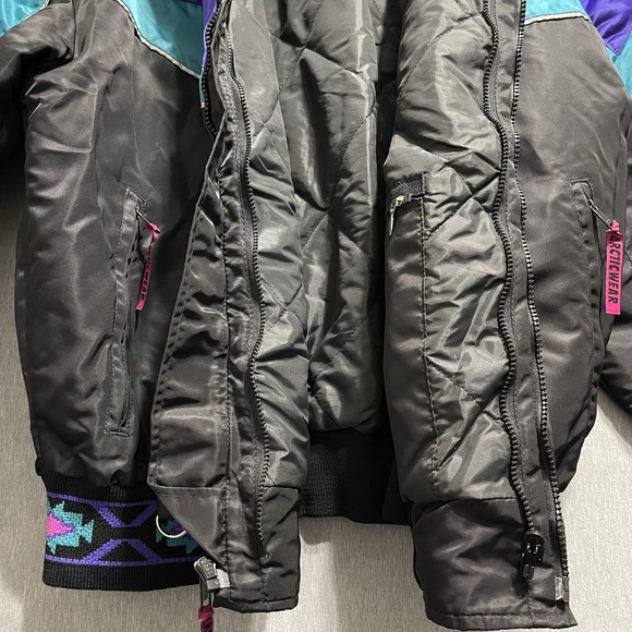 VTG Arctic Cat Western ArcticWear Snowmobile Jacket Thinsulate Coat Mens L Aztec - Picture 3 of 10